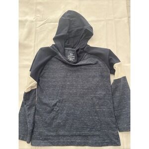 Boys Copper Denim Shirt Size 5 Hooded Pullover Long Sleeve Light Weight Blue